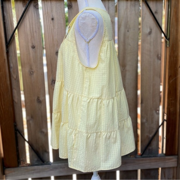 Sleeveless Tank TOPSHOP Tiered Smock Top Gingham Print Size 8 Medium - Picture 7 of 9